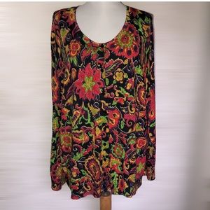 TALBOTS Beautiful Floral Print Long Sleeve Cardigan Sweater